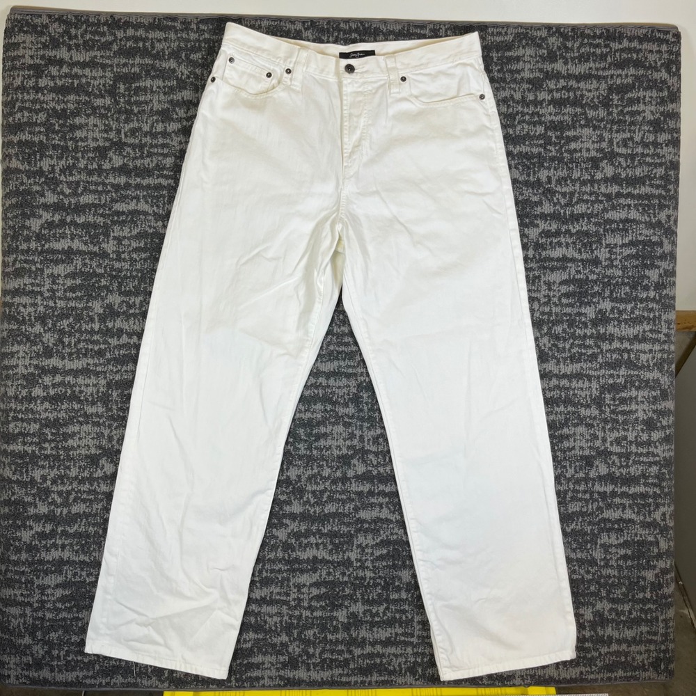 Y2K Sean John Jeans Mens 36 White Baggy Wide Leg 1969 Graphic Back Pocket Denim - Picture 2 of 10